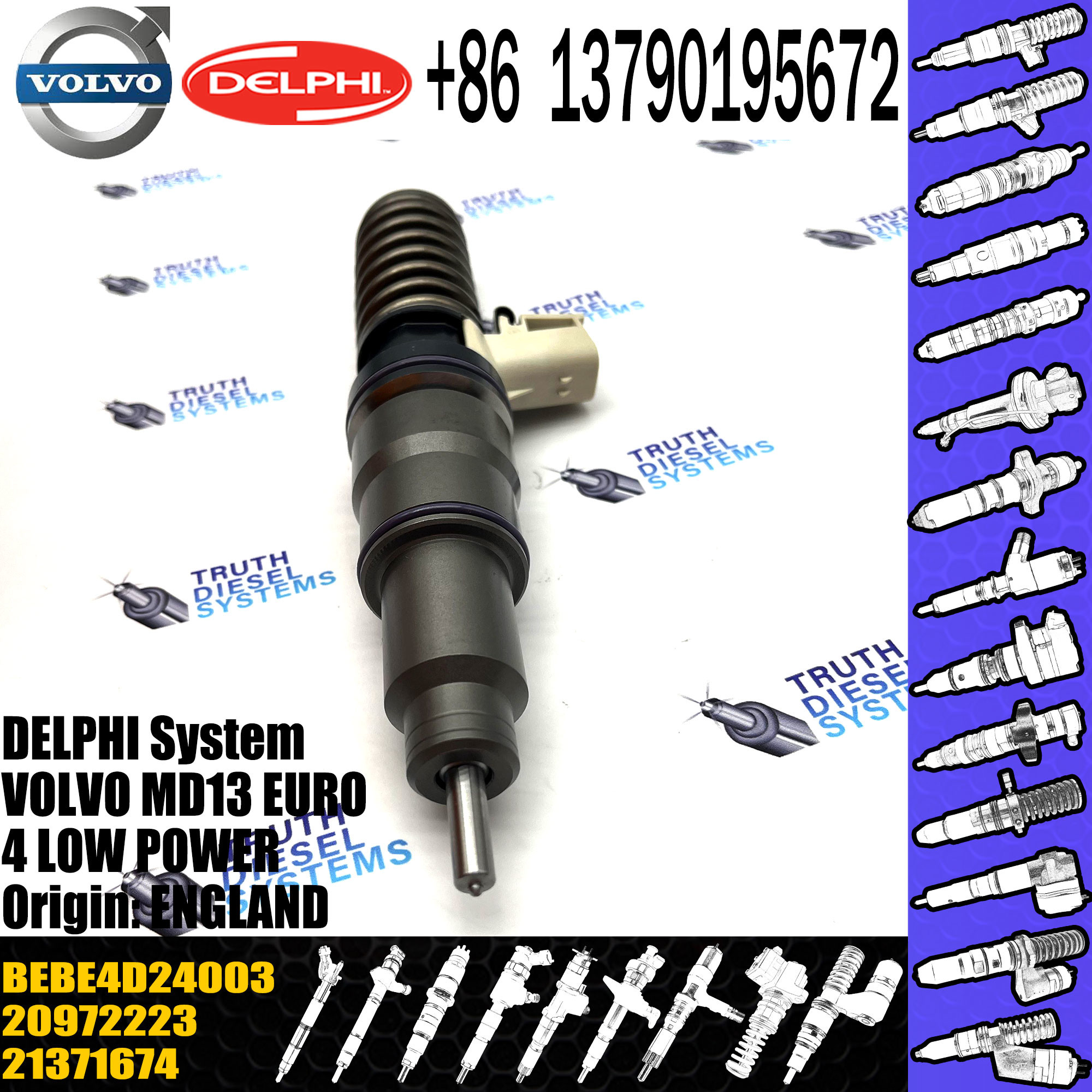 Direct Sale Diesel Fuel Injector 20972223 21371674 BEBE4D24003 For VOL MD13 EURO 4 LOW POWER