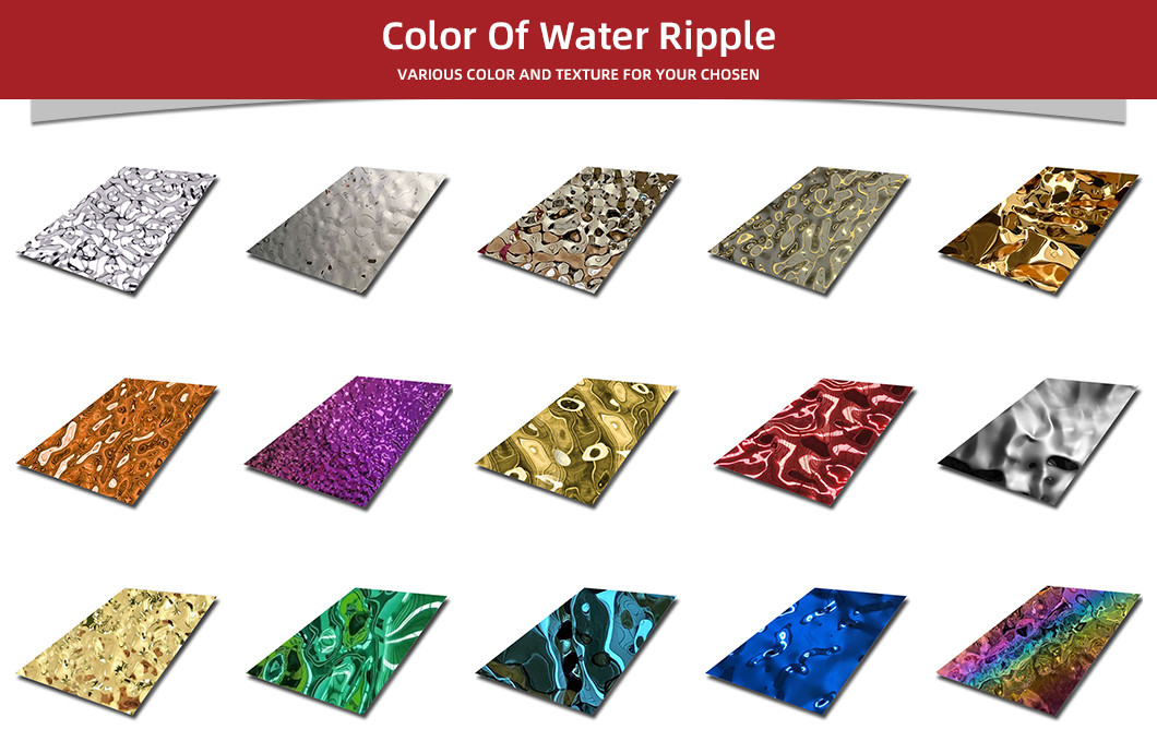 304 Water Ripple Stainless Steel Texture PVD Iridescent Metal Sheet For Art Decoration
