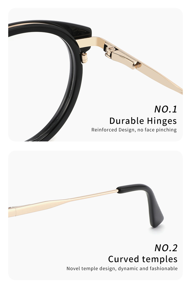 Retro Round Acetate And Metal Eyeglasses OEM Customize LOGO