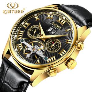 China KINYUED Custom Logo Original Luxury Brand Automatic Mechanical Tourbillon Watch Men wholesale