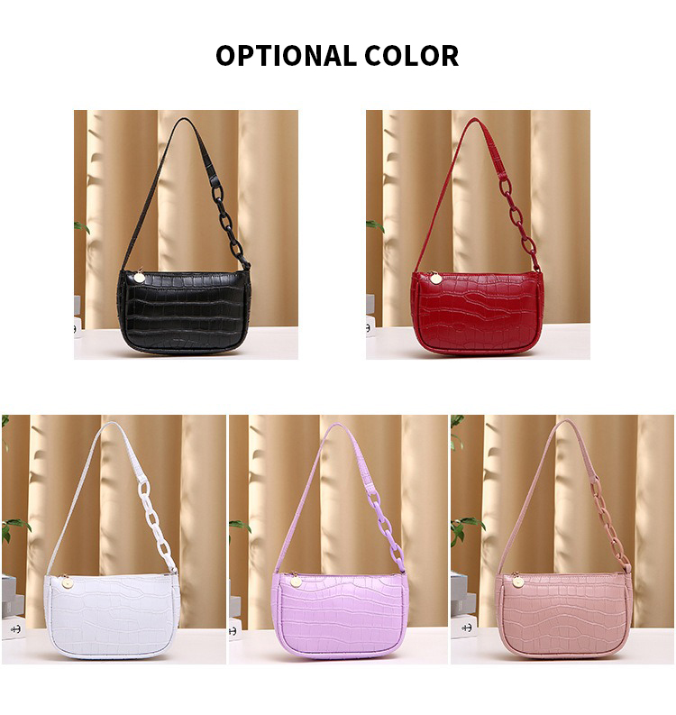 2024 Korean Alligator Underarm Zipper Bag PU Ladies Shoulder Bag for All Seasons
