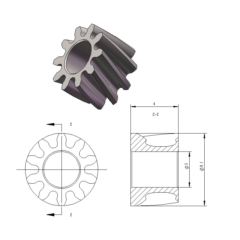 37GB Gearbox Motor Shaft Gear For 520 3530 545 550 Motor 0.5M 10T 2.0 3.0 3.17