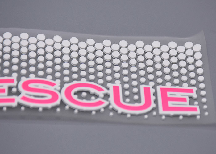 Clear TPU White Silicone Dots Screen Printed Patches Custom Logo For Garments