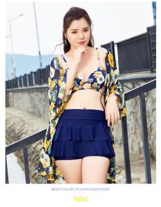 China style bikini three-piece swimsuit female blouse sunscreen gather Korean version of the corner hot spring swimsuit wholesale