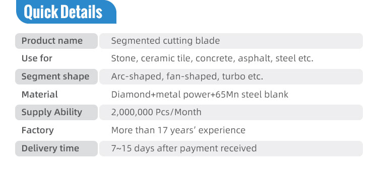 Customized Support OBM 4inch Diamond Segmented Cutting Disc for Granite Stone Cutting