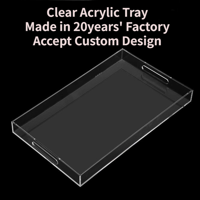 OEM ODM Clear Acrylic Serving Tray With Handles Stacking Design Customized