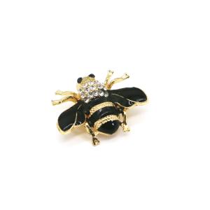 China Fashion Diamond Bee Brooch , Black Clothes Pin Black Glue Dropping Process OEM ODM wholesale