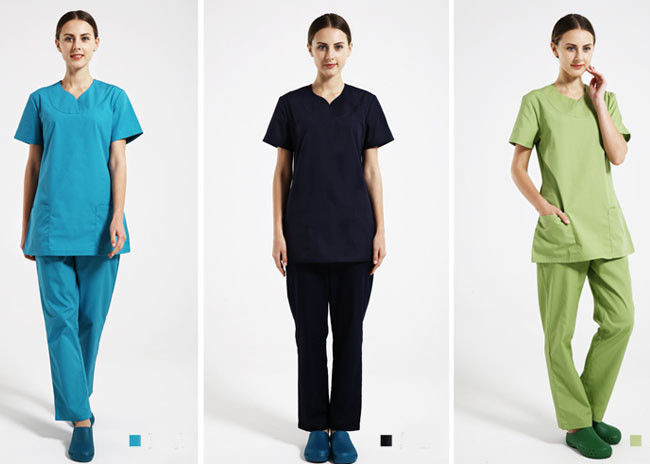 Hospital Female Scrubs Medical Uniforms , Ventilate Cotton Pretty Scrubs For Nurses