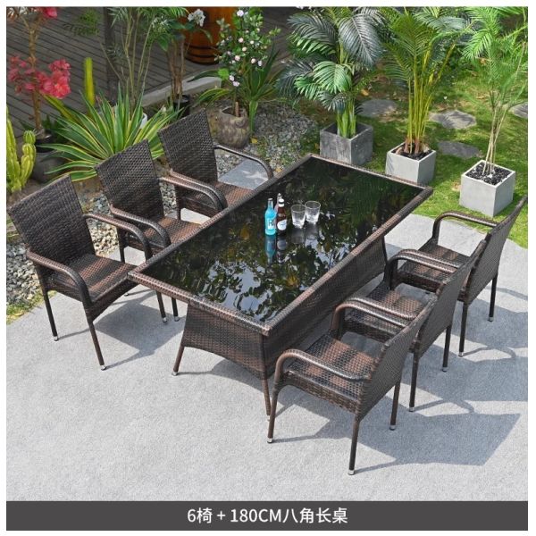 Outdoor Rattan Furniture Set Waterproof UV-Resistant Wicker Patio Table And Chairs Combination For Garden, Terrace, Courtyard, And Vacation Rental