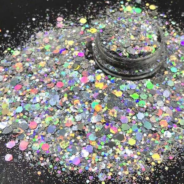 Holographic Chunky Shape Cosmetic Glitter Bulk 56 Colors for Nail Beauty