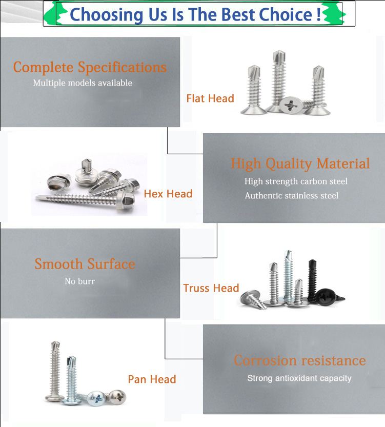 Passivated Finish Stainless Steel Flat Head Self Drilling Screw for Metal Fastening
