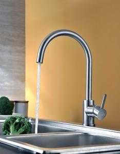 China Chrome Brushed Stainless Steel Faucet Kitchen Tap 12.5L/Min wholesale