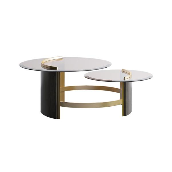 Living Room Stainless Steel Rectangle Coffee Table With Brushed Gold Satin