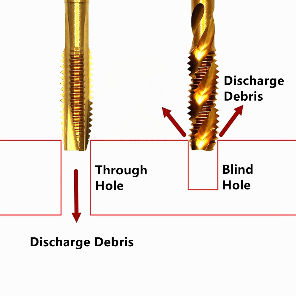 Titanium Plated Thread Tapping Tool Golden Fine Thread Spiral Taps