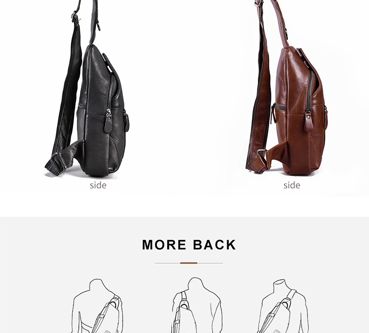 Comfortable and Durable Cowhide Leather Men's Cross Body Chest Bag for All Seasons