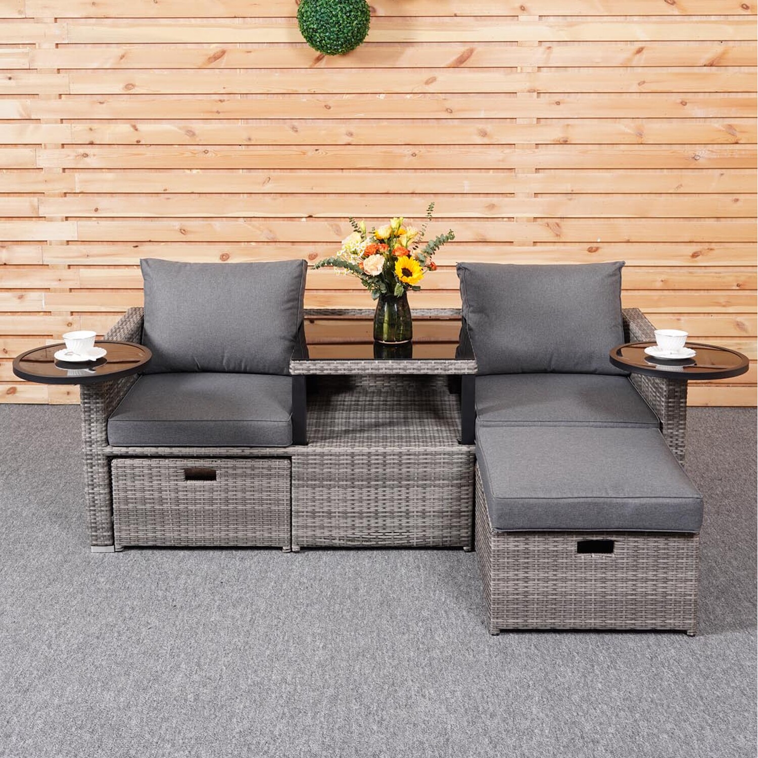 Garden Backyard Lounge Sofa Set with PE Wicker Rattan in Various Sectional Design