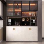 Plywood Hardwood Glass Showcase Cabinet Display For Living Room Bookcase
