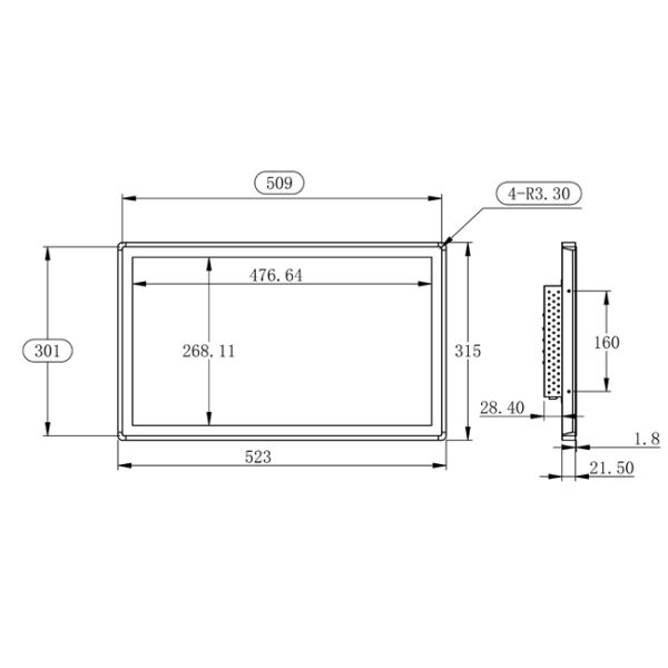 21.5 inch Embedded Android System Industrial Cabinet Display Screen