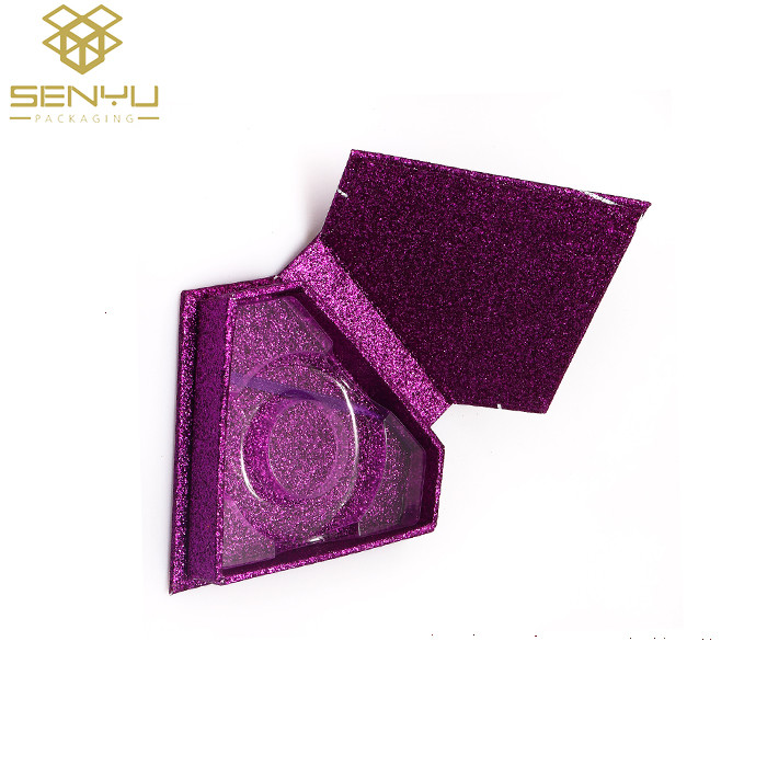 Cardboard Makeup Cosmetic Packaging Boxes Purple Glitter for False Eyelashes