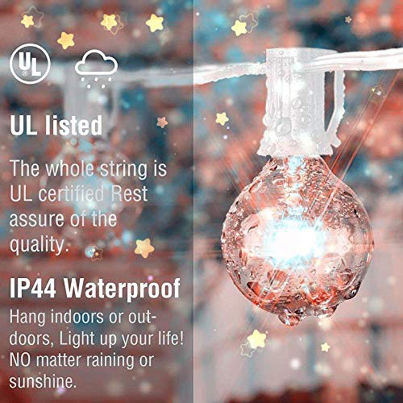 Wedding Garden G40 E12 Decorative String Lighting 100ft Globe String Light