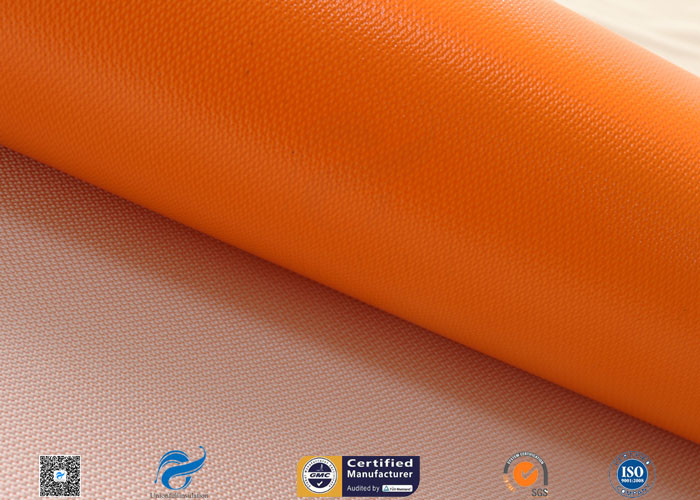 Thermal Insulation Materials 0.45mm One Side Orange Silicone Coated Fiberglass Fabric
