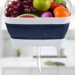 Collapsible 9L Silicone Strainer Basket Silicone Household Products Blue White