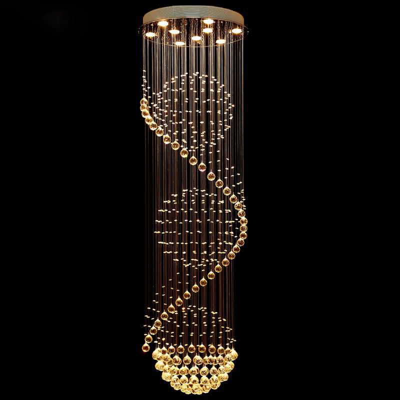 Modern Long LED Spiral Living Crystal Chandeliers Lighting Indoor crystal light chandelier(WH-NC-23)
