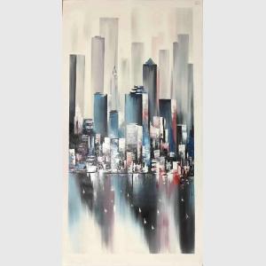 China Canvas Decorative Modern Acrylic Cityscape Painting For House wholesale