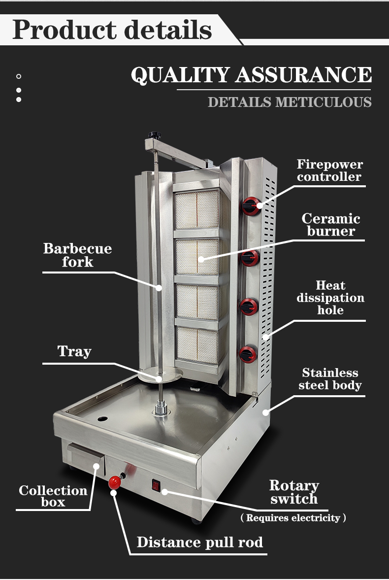 Automatic Grade Automatic 4 Burner Gas Chicken Shawarma Machine Your Shawarma Solution