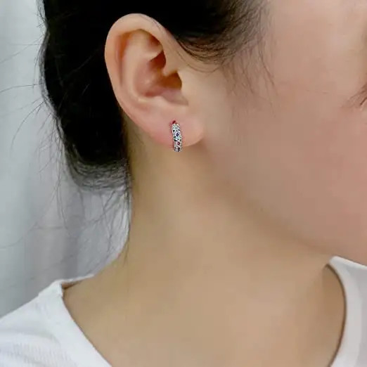 Round Hoop 925 Sterling Silver Earrings Studs , 0.8g Sterling Silver Huggie Hoop Earrings