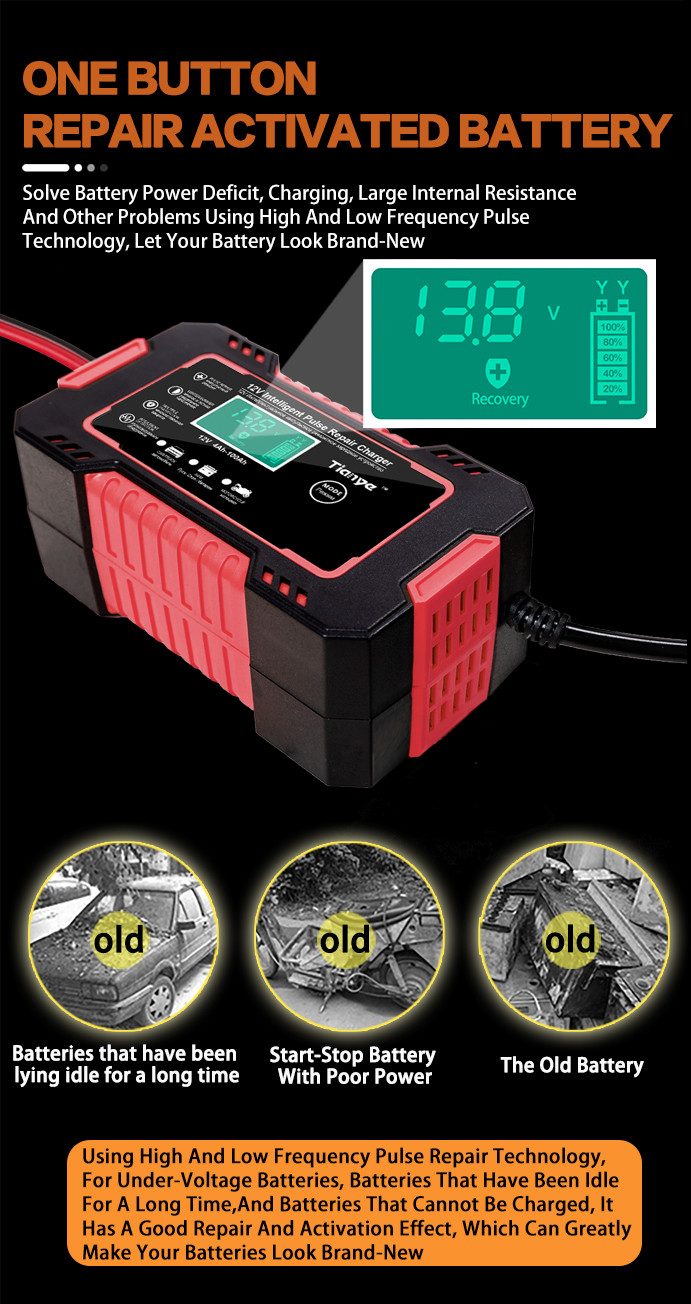 2.4A 7stage Intelligent Pulse Repair Charger With Polarity Reversal Protection