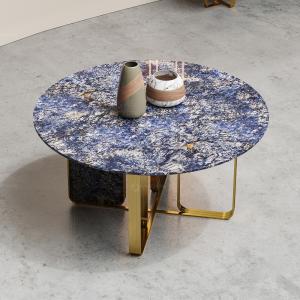 China White Round Luxury Custom Marble Dining Table With Stainless Steel Metal Base in Gold wholesale