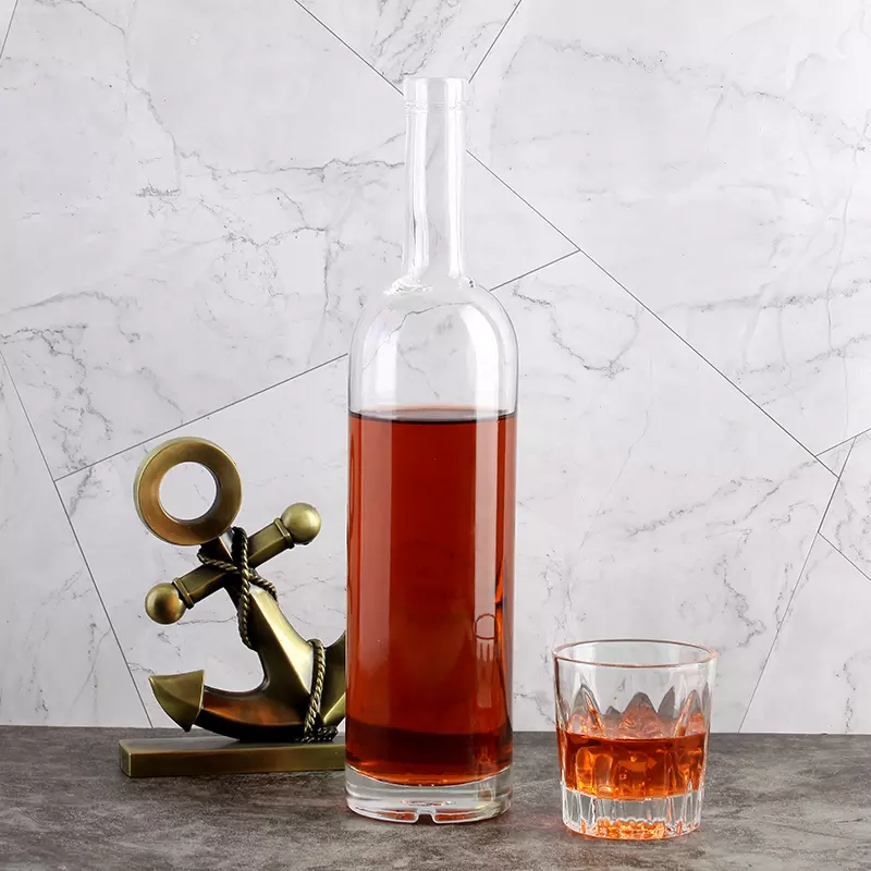 Glass Collar Custom 500ml 750ml Vodka Whisky Empty Flint Cup Baijiu Olive Oil Juice Bottle