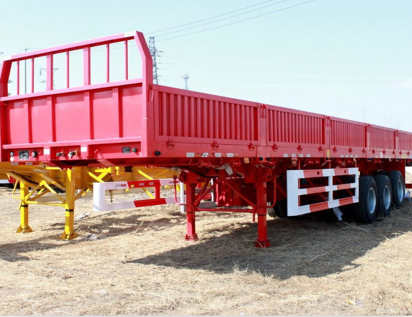 Side Wall 12.5m Cargo Semi Trailer Q345 Steel With Jost Brand Support Leg