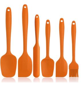 China Silicone Spatula Set-Orange 6 Pieces Non-stick-Stainless Steel Mandrel wholesale
