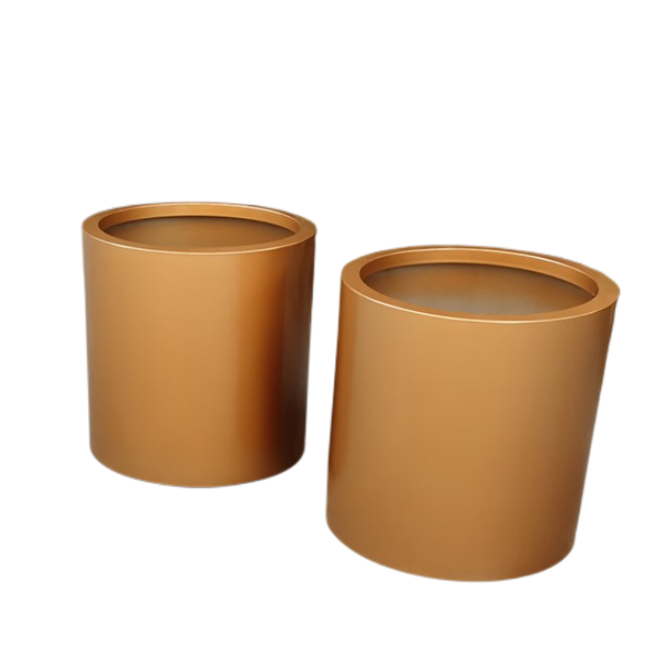 Paint baking technology golden round metal planter flower pot