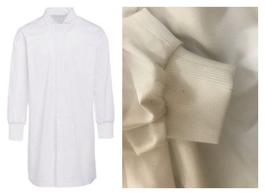 Two Sides Insert Pocket Dustcoat White Rib Knit Cuff Work Clothes