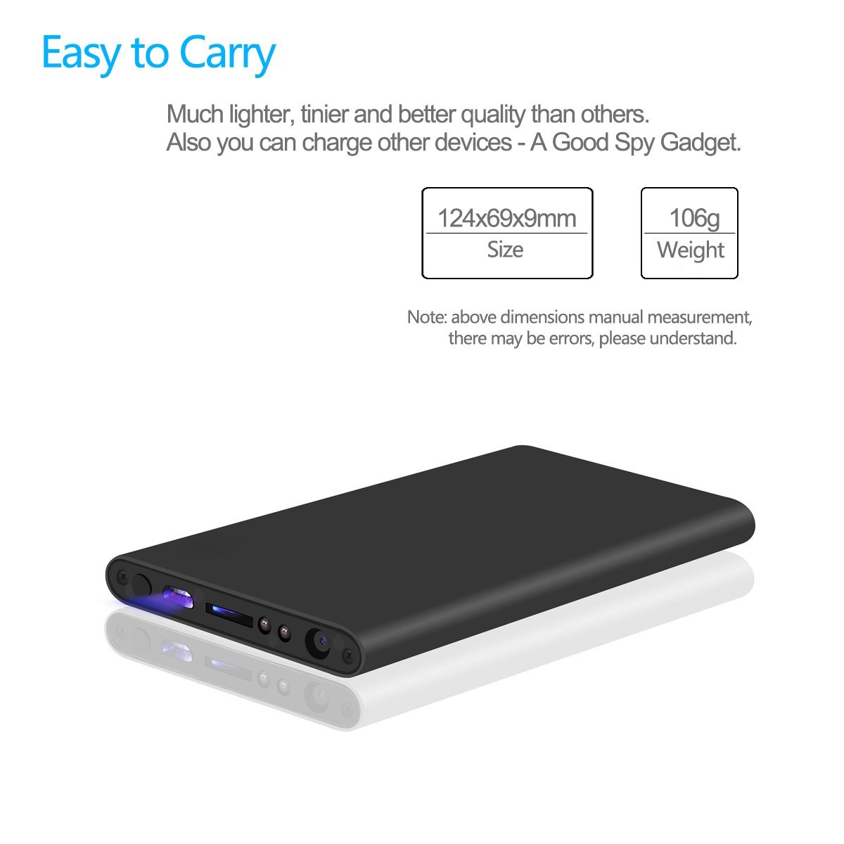 Hidden Cameras Portable Mini HD 1080P WiFi Hidden Camera Power Bank with Motion Detection, Support iOS/Android PC H8