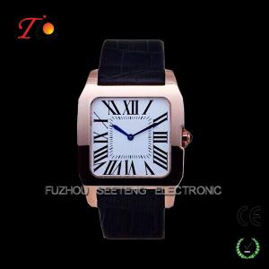 China stainless steel quartz watch for men water resistant with PU leather band and color customized wholesale