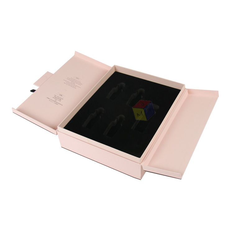 Double Door Magnetic Closure Cosmetic Gift Box with Foam Tray and Customized Printing