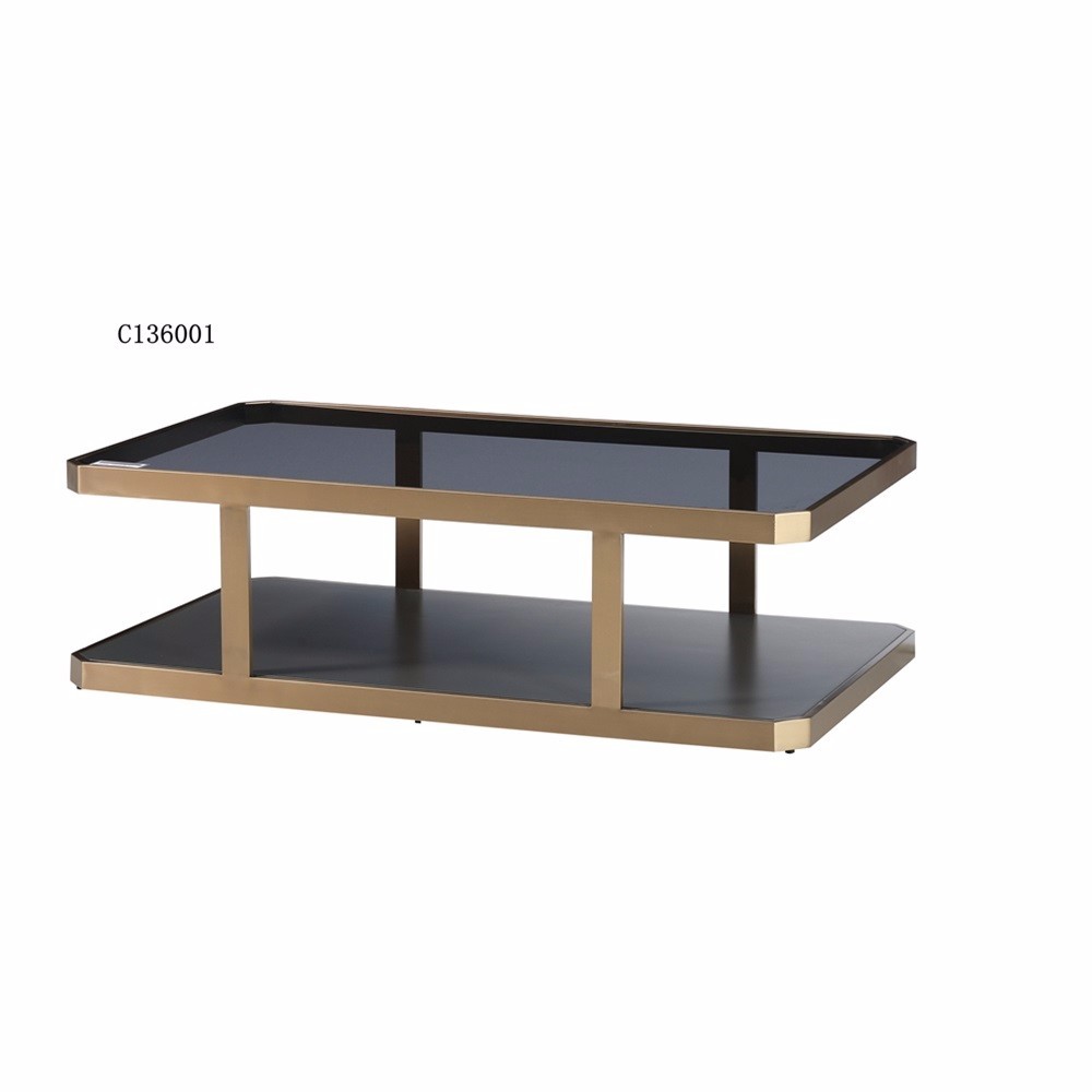 Home Furniture Round Metal Frame New Style Glass Coffee Table ZZ-ZC15849