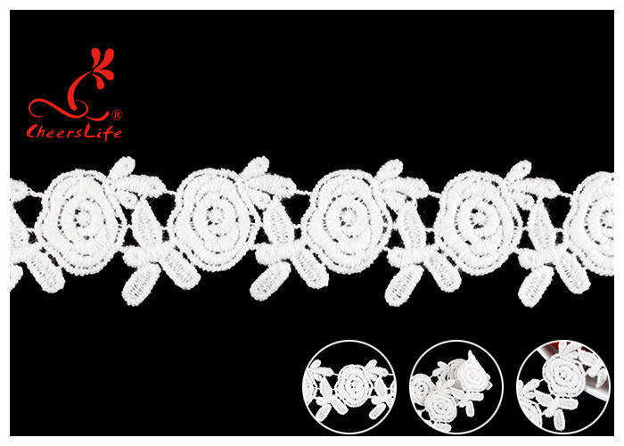 Embroidered Flower Guipure White Cotton Lace Ribbon For Fashion Clothes