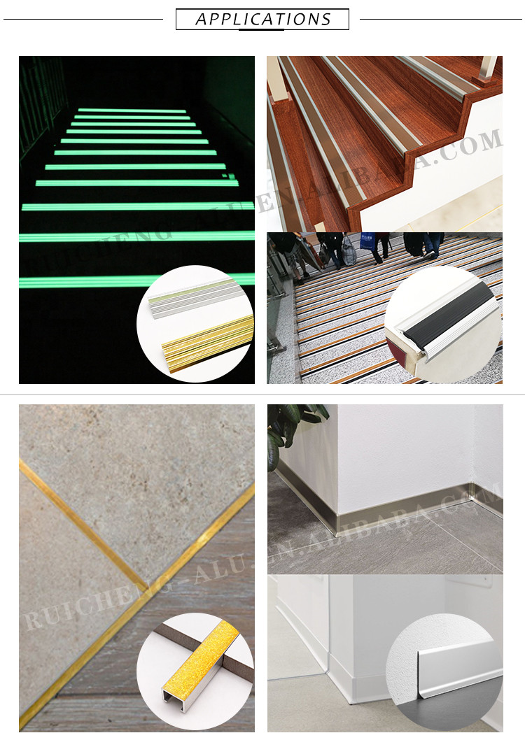 Luminous Aluminium Stair Nosing Edge Trim 8mm Height Mill Finished