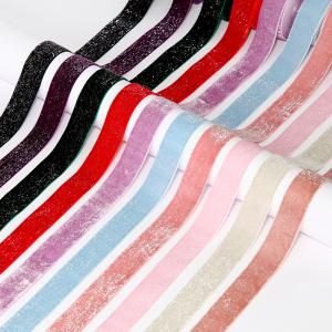 China Shinny Glitter Silver Gold Velvet Ribbon 10mm-38mm Luxury Velvet Ribbon wholesale