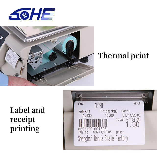 Customized OBM Support Supermarket Cash Register Scale with Barcode Label Printing