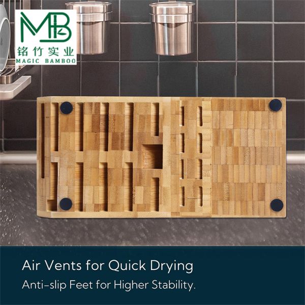 20 Slot Bamboo Knife Block For Kitchen Countertops