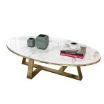 Italian Stainless Steel Marble Hotel Living Room Oval Coffee Table
