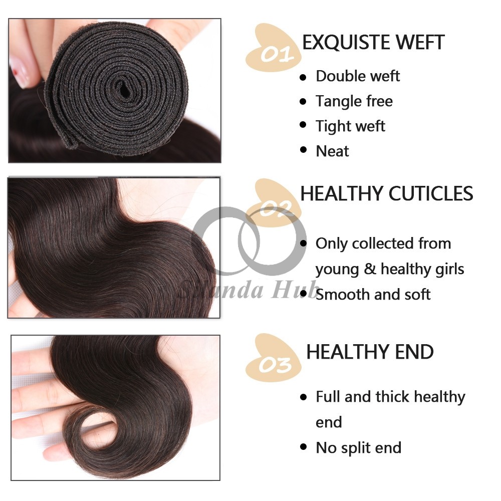 #2 Dark Brown Body Wave Remy Human Hair Bundles Sew In Weave Bundles Brazilian Bundle Deals