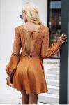 New Design Women Long Sleeve Hollow Out Dress in Causal Dresses Mini Sexi
