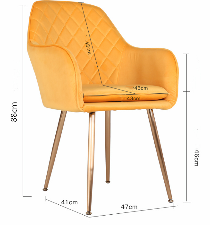 Velvet Modern Nordic Dining Chair White Green Pink Powder Coating Legs 40 Cm Width